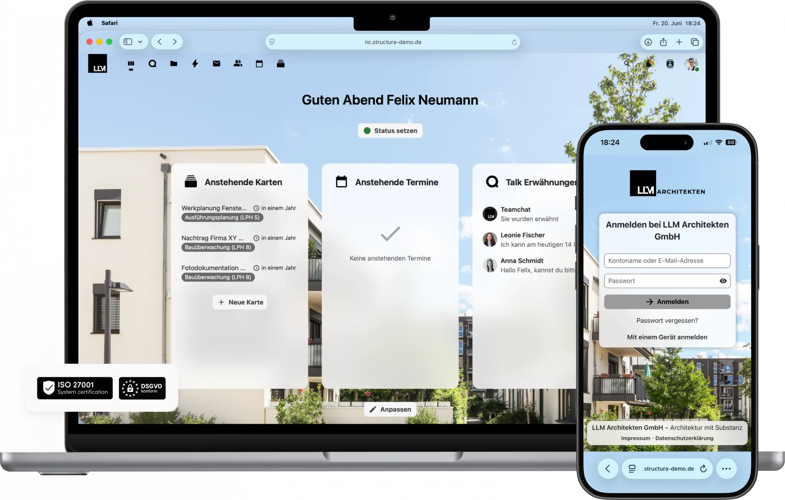 Structura Nextcloud Oberfläche für Architekturbüros