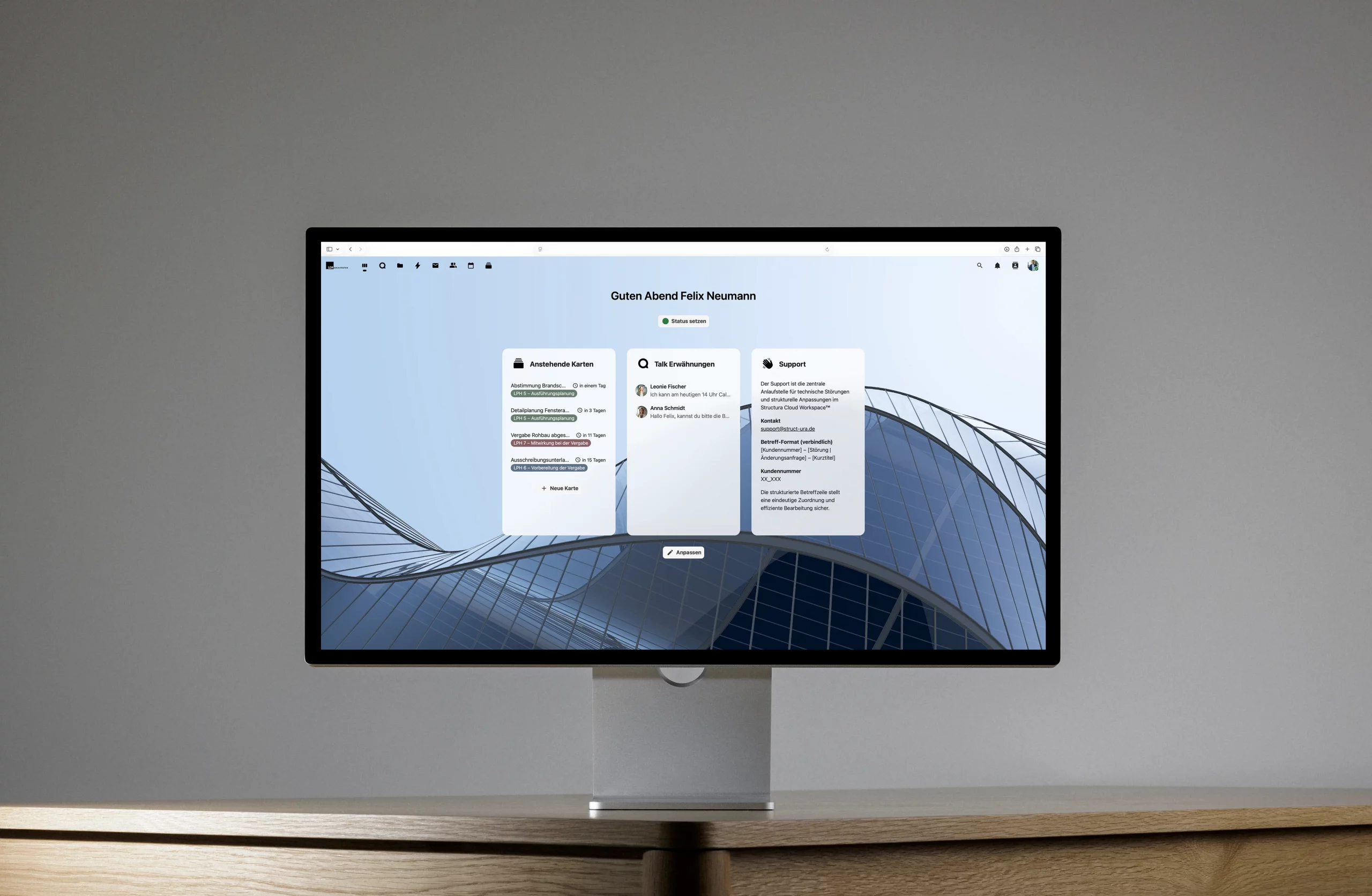 Visualisierung einer strukturierten Cloud-Arbeitsumgebung für Architekturprojekte